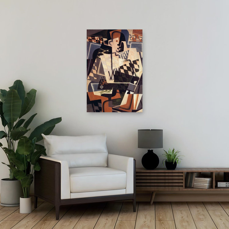 Arlequin à la guitare, 1917 - Estampe d'art mural abstraite contemporaine, H 36 po x l 24 po