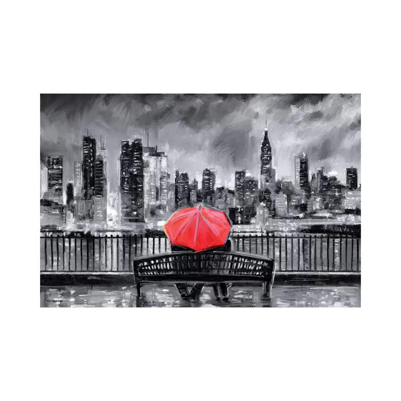 NY in Love in Red par P.D. Moreno - reproduction de photo, Pas de tapis, H 18 po x l 26 po x P 1,5 po, Toile tendue
