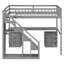 Lit mezzanine double avec bureau, deux tiroirs de rangement, bande lumineuse à DEL, garde-corps
