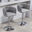 Ensemble de 2 tabourets de bar pivotants avec housse en tissu 360 °, 2 chaises de bar réglables à hauteur de comptoir avec dossier tissé et repose-pieds, tabourets de bar chromés argentés pour îlot de cuisine, café, pub (gris)-1264790588