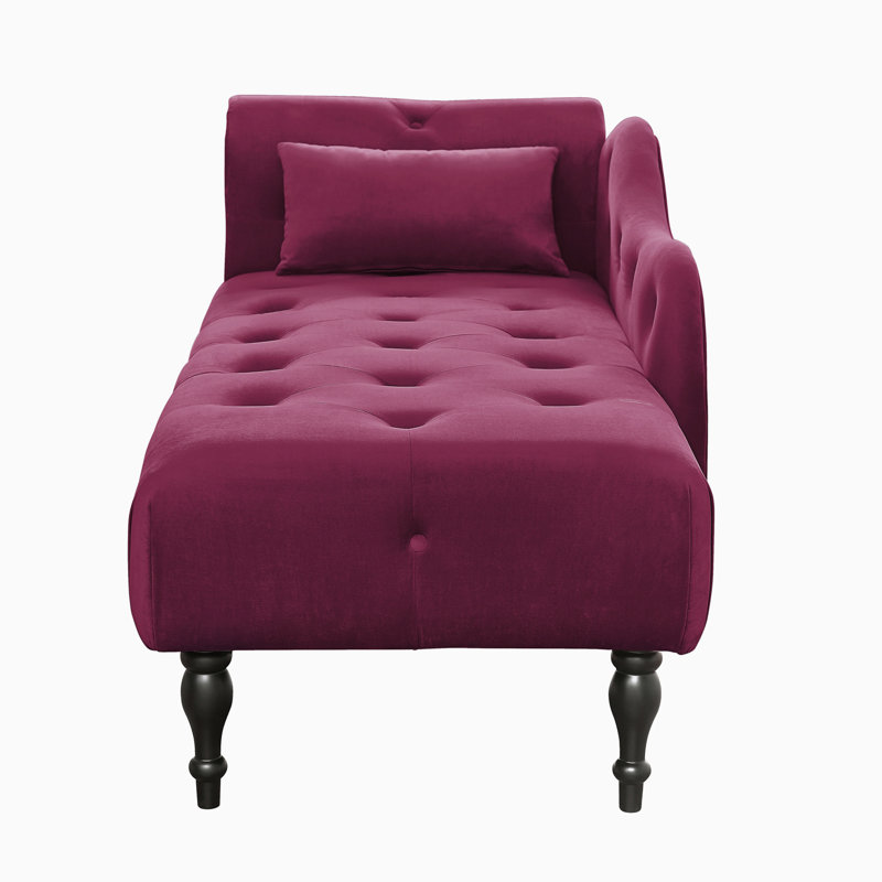 Chaise longue rembourrée Cyra, Velours bourgogne