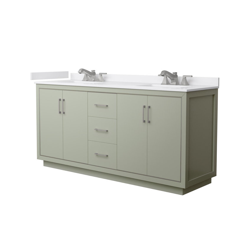 Icon Freestanding Double Bathroom Vanity, 72", White Cultured Marble