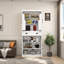 Armoire de rangement pour garde-manger de 71 po avec 4 portes (2 portes avec supports), 1 tiroir, 2 tablettes réglables, armoire autoportante pour la cuisine, la salle à manger et le salon - blanc