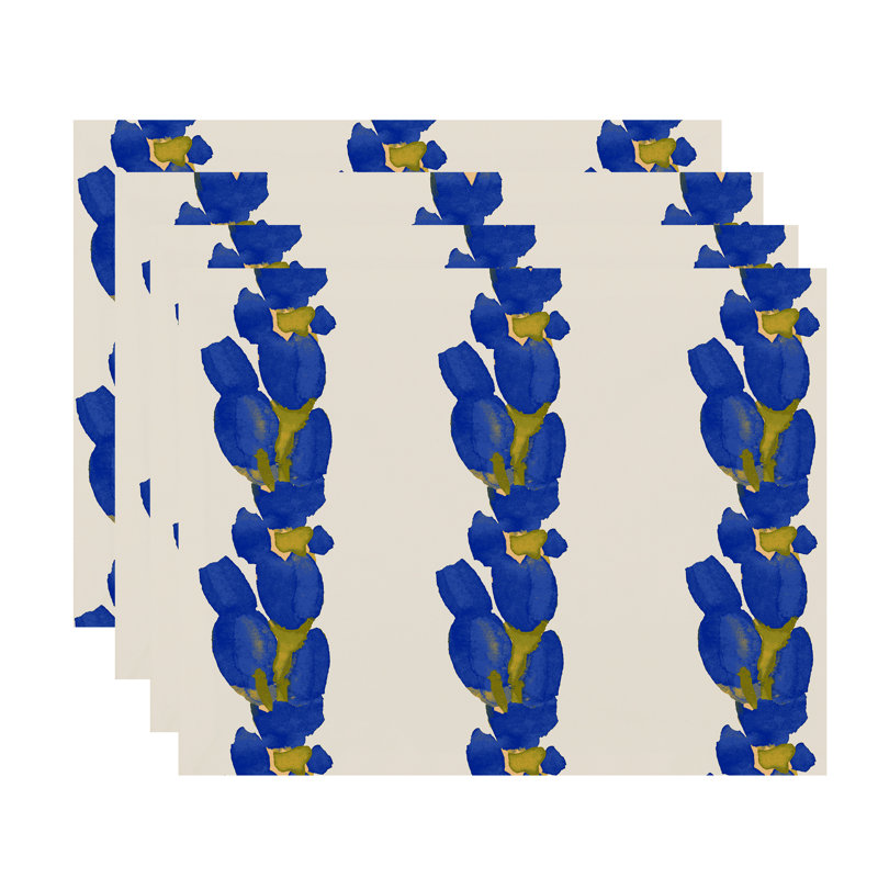 Polyester Floral Rectangle Placemat, Blue