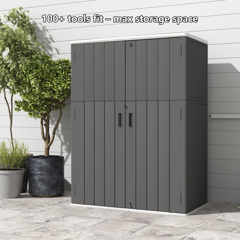 Armoire de rangement verticale en résine à double porte avec plancher Yardgrace 420 gallons, Noir