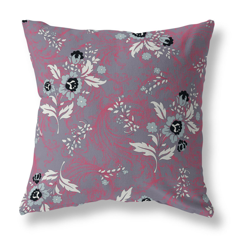 Meadow Strokes Floral Reversible Throw Pillow, 20"H x 20"W, Pink/Purple