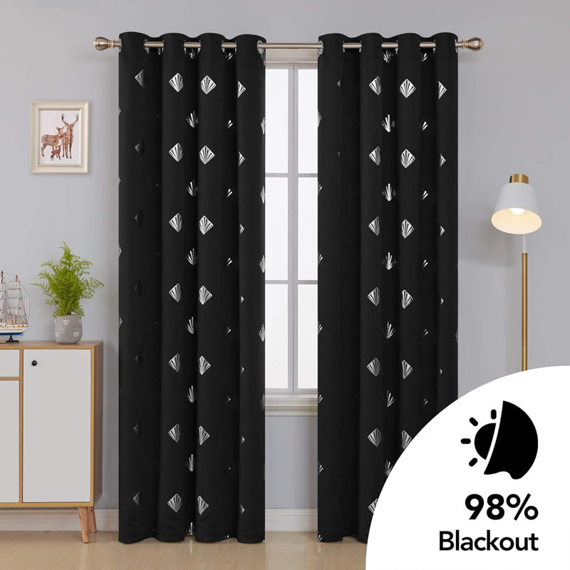 Blackout Curtain Pair, Black, 140cm Wide x 260cm Drop