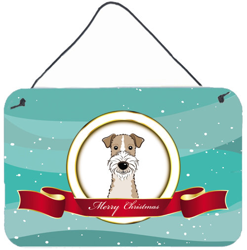 « merry christmas », impression sur plaque, Fox-terrier