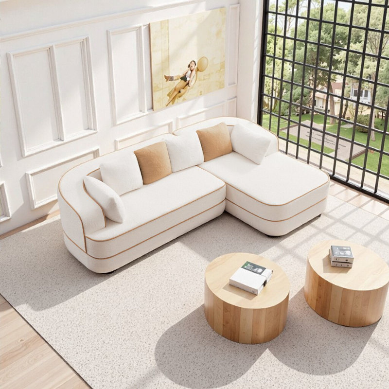 Cloud-Like Teddy Velvet Modular Sofa - Zero Assembly, Ergonomic L-Shape Chaise for  Living Room Comfort, White