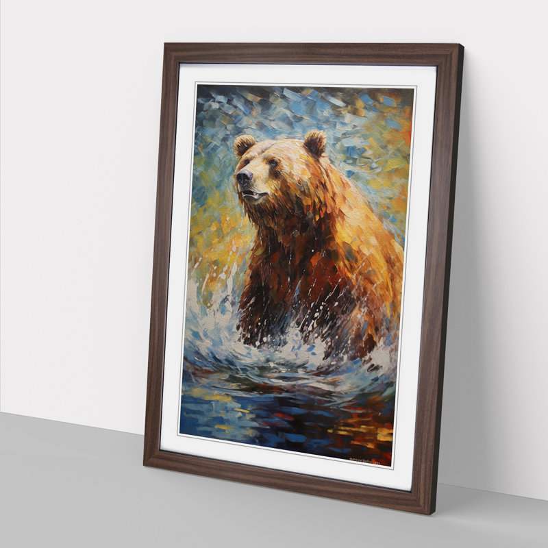 Bear Impressionism - Framed Print, Walnut Framed, 34cm H x 25cm W x 2cm D
