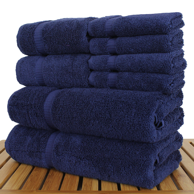 Ensemble de serviettes en coton turc 8 pièces Thurantowa, Bleu marine