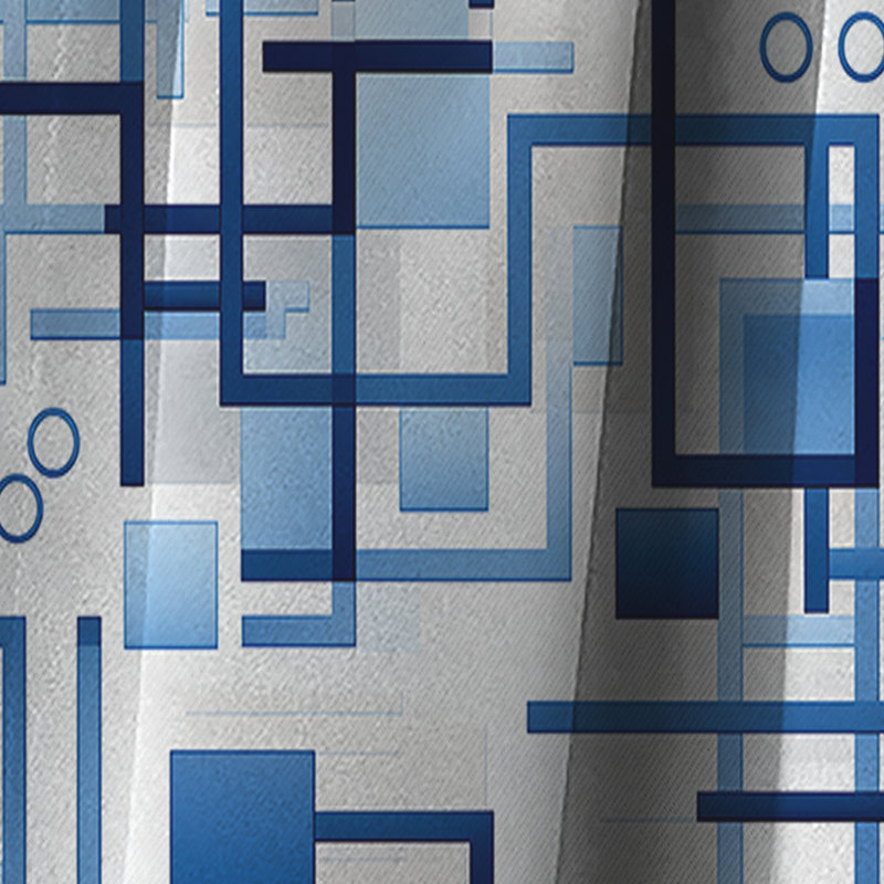 Blue Geometric Matrix Fantasy - Rideau abstrait - Rideau géométrique occultant - 1 panneau, L 52 po x L 108 po