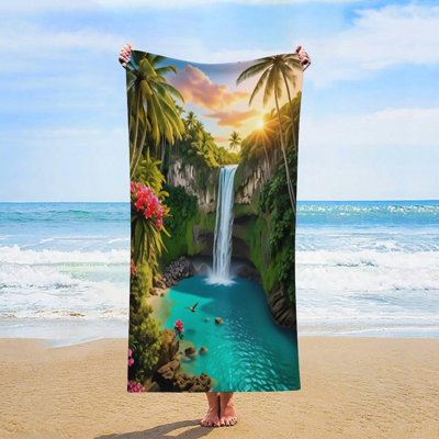 Serviette de plage surdimensionnée en microfibre Tropical