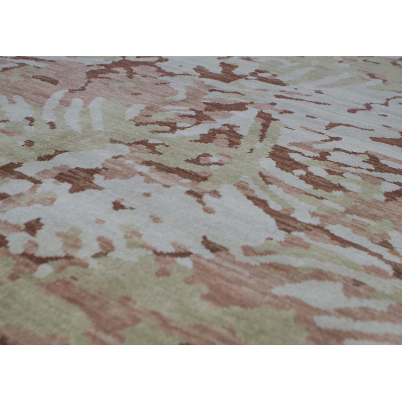 Tapis beige et rouille de haute qualité noué à la main