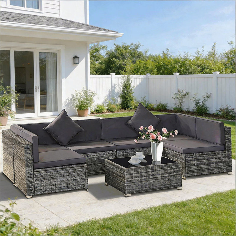 Ensemble de canapé d'extérieur 7 pièces, ensemble de conversation extérieur, ensemble de mobilier de jardin