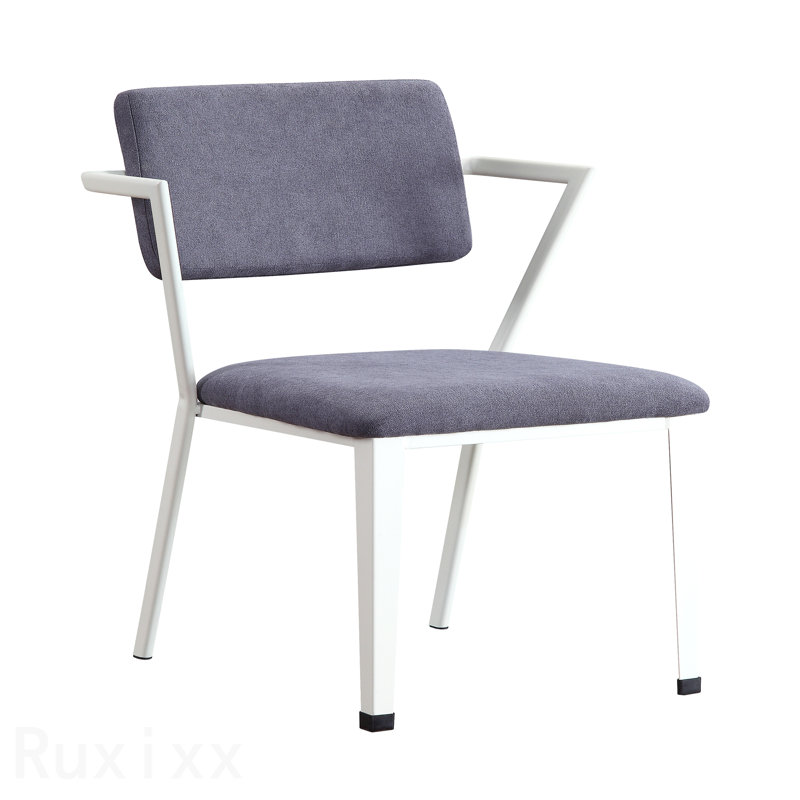 Gray Fabric & White Finish Office Chair, White