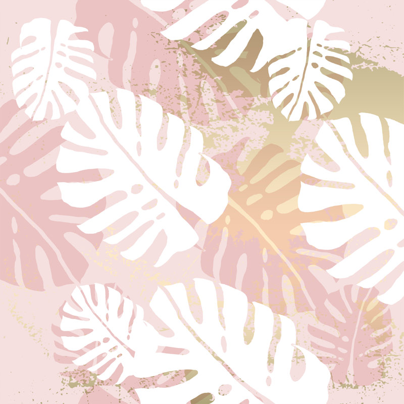 Wellkamp Tropical Worn Floral Pastel Pink - Wrapped Canvas Print, 30cm H x 30cm W x 3.8cm D