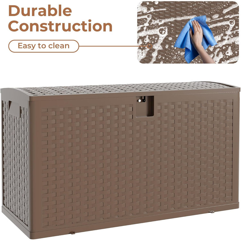 9 9Gallon Brown Resin Deck Box,Patio Deck Box For Package Delivery