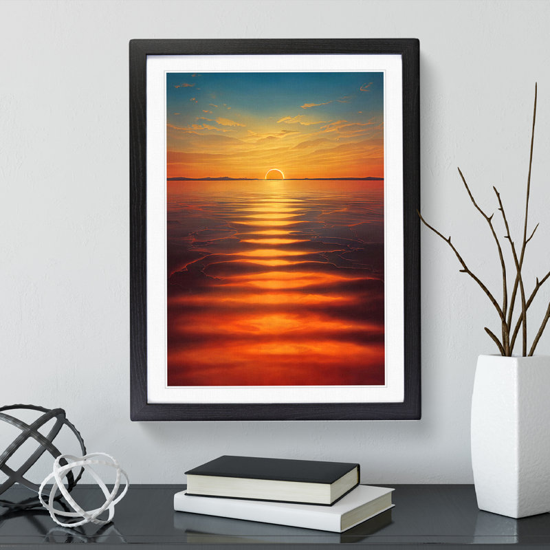 Unforgettable Ocean Sunset - Print, Black Picture Frame, White, 66cm H x 48cm W