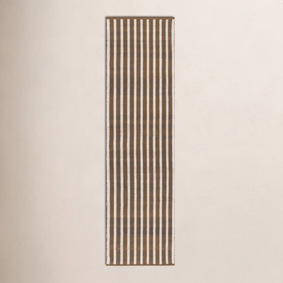 Acerra Brown Hand-Woven Striped Outdoor Rug