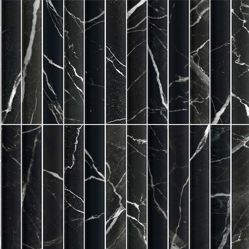 Carreau de mur cannelé mat en porcelaine 4,5 po x 9 po Lyrical, Marquina