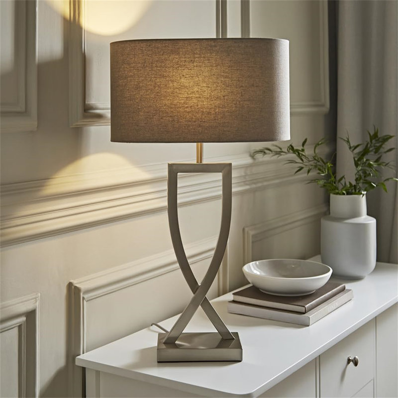 Metal Table Lamp, Grey, Grey