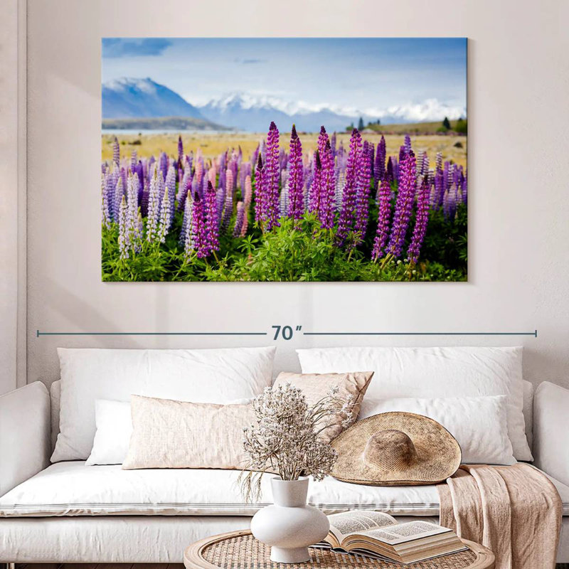 Harnek en fleurs mauves, H 34 po x l 51 po