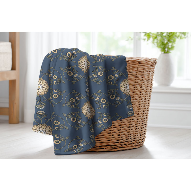 Couverture légère en velours de coton Ezimea, L 60 po x l 50 po, Blue