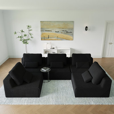 One-seat sofa,Luxury Boucle Floor Couch,Convertible Compressed Couch,Spacious Foam-Filled Sofa for Living Room, Free Combination(Only 1 seat)