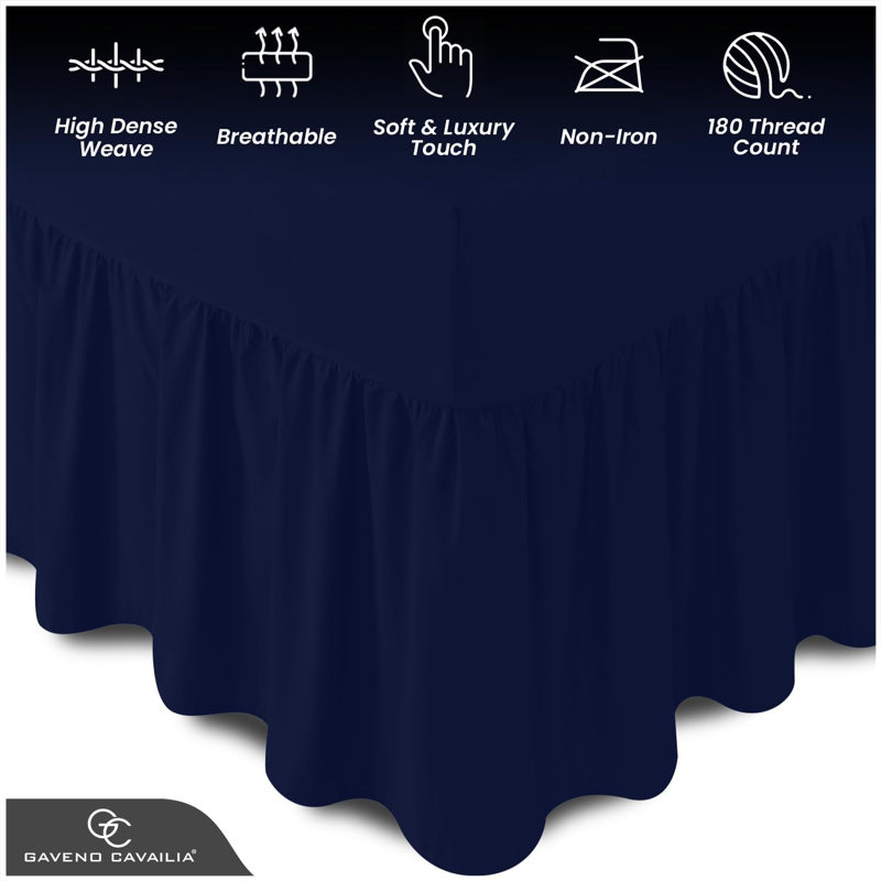 Percale Valance Sheet Polycotton Solid Colour Bed Sheet Single Double King Super King Machine Washable High Quality, Blue