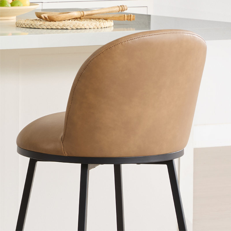Aura 26'' Upholstered Swivel Counter Stool, Saddle Brown, 3