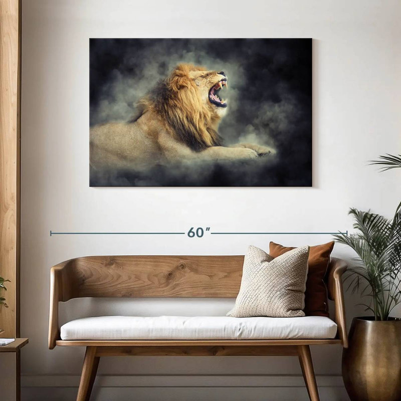 Lion sauvage brumeux Brampt, H 30 po x l 45 po