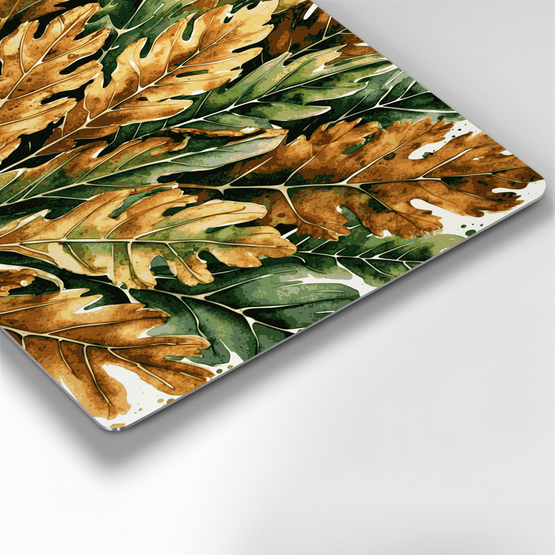 Art mural vert botanique en feuilles de noyer, H 132 po x l 168 po x P 0,05 po