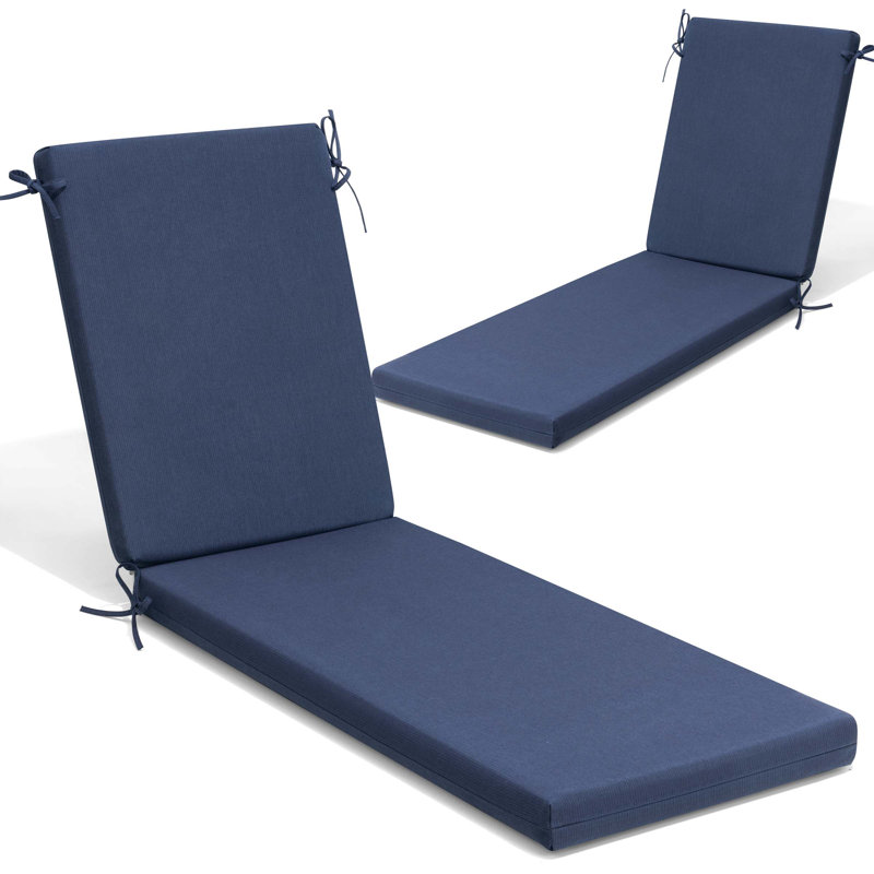 23‘’ in W X 80‘’ in D X 2.75‘’ in H Outdoor Chaise Lounge Cushion Set (Set of 2), Navy