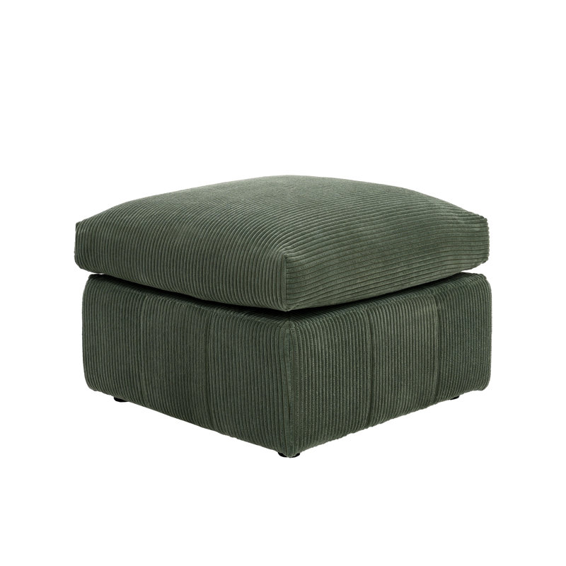 20.00×29.00×29.00 Inch Square Corduroy Ottoman, Multi-Purpose Use & Sturdy Frame, Corduroy Upholstered Footrest For Living Room Bedroom  Dark Green