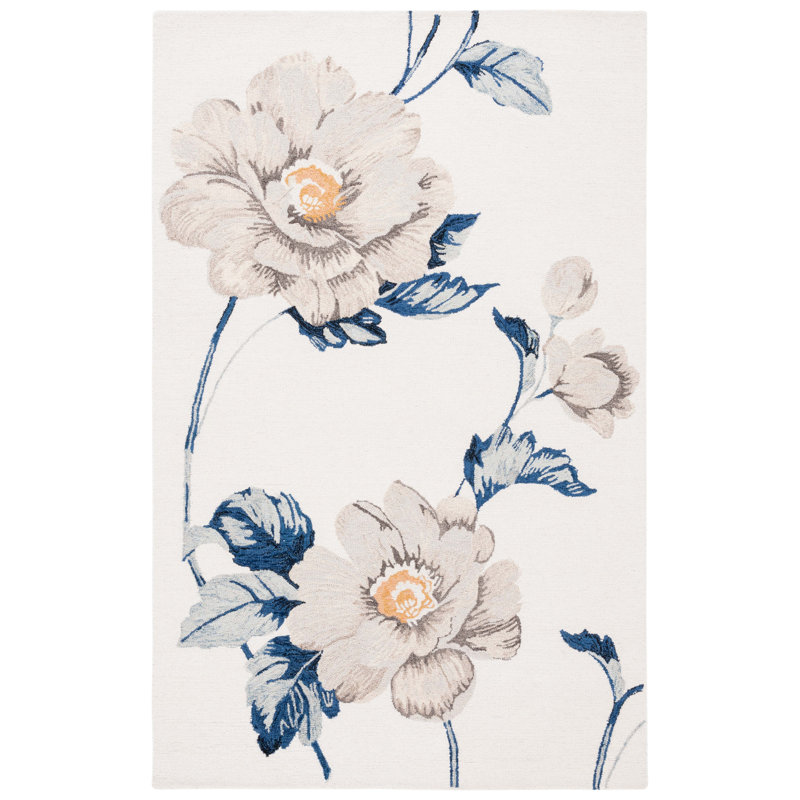 Shymier Hand Tufted Wool Pile Floral Rug, Rectangle 3' x 5'