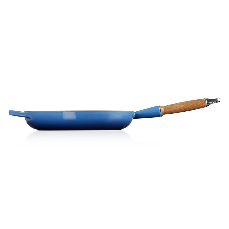 Le Creuset Signature Cast Iron Frying Pan with Wooden Handle 28cm, Azure