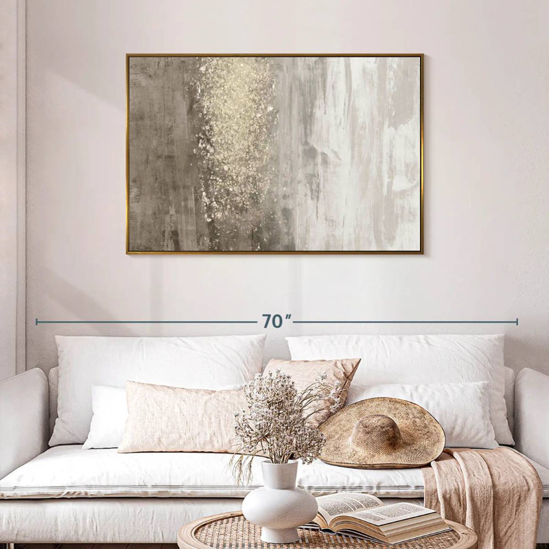 Glitter Rain II, Cadre flottant doré, 40 po x 27 po