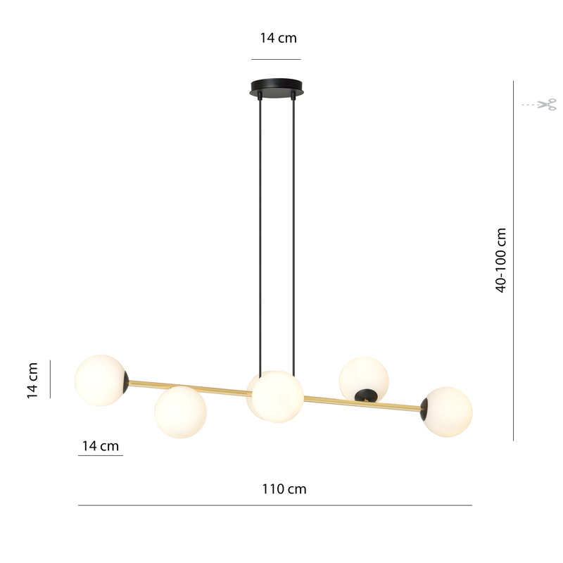 Aleeha 6 - Light Kitchen Island Pendant, White, Black