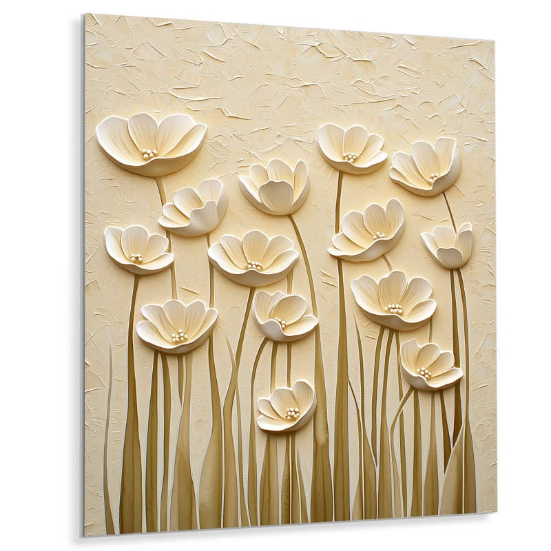 «Minimal Cream Buttercup Field II - Buttercups», décoration murale en métal, H 44 po x l 34 po x P 0,84 po