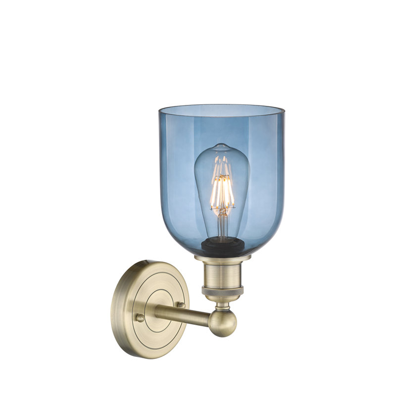 Allysson Steel Armed Sconce, Princess Blue, Antique Brass
