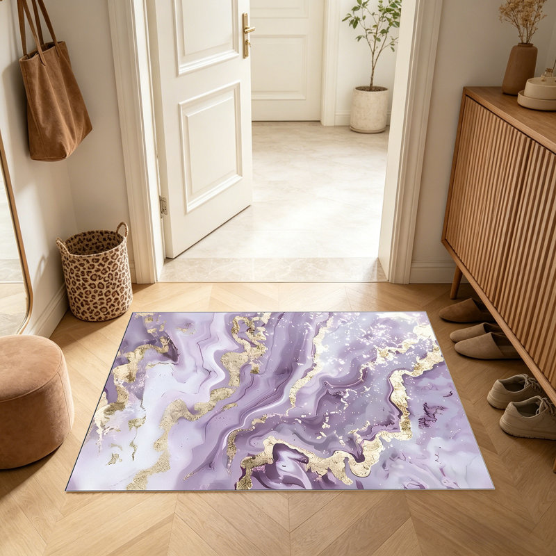 Lavender Gold Marble   area rugs for Living Room, Soft and Comfortable, Suitable for all seasons, easy to maintain, machine washable Indoor floor mat, Under Table Farmhouse suitable for Bedroom, Dining Room, Study,  Balcony, Home Decor Patio