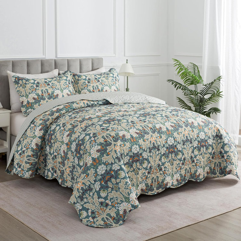 Ensemble de literie avec courtepointe réversible HoneiLife, Queen, Green