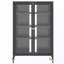 Armoire de rangement avec roulettes et tablettes en verre réglables et porte