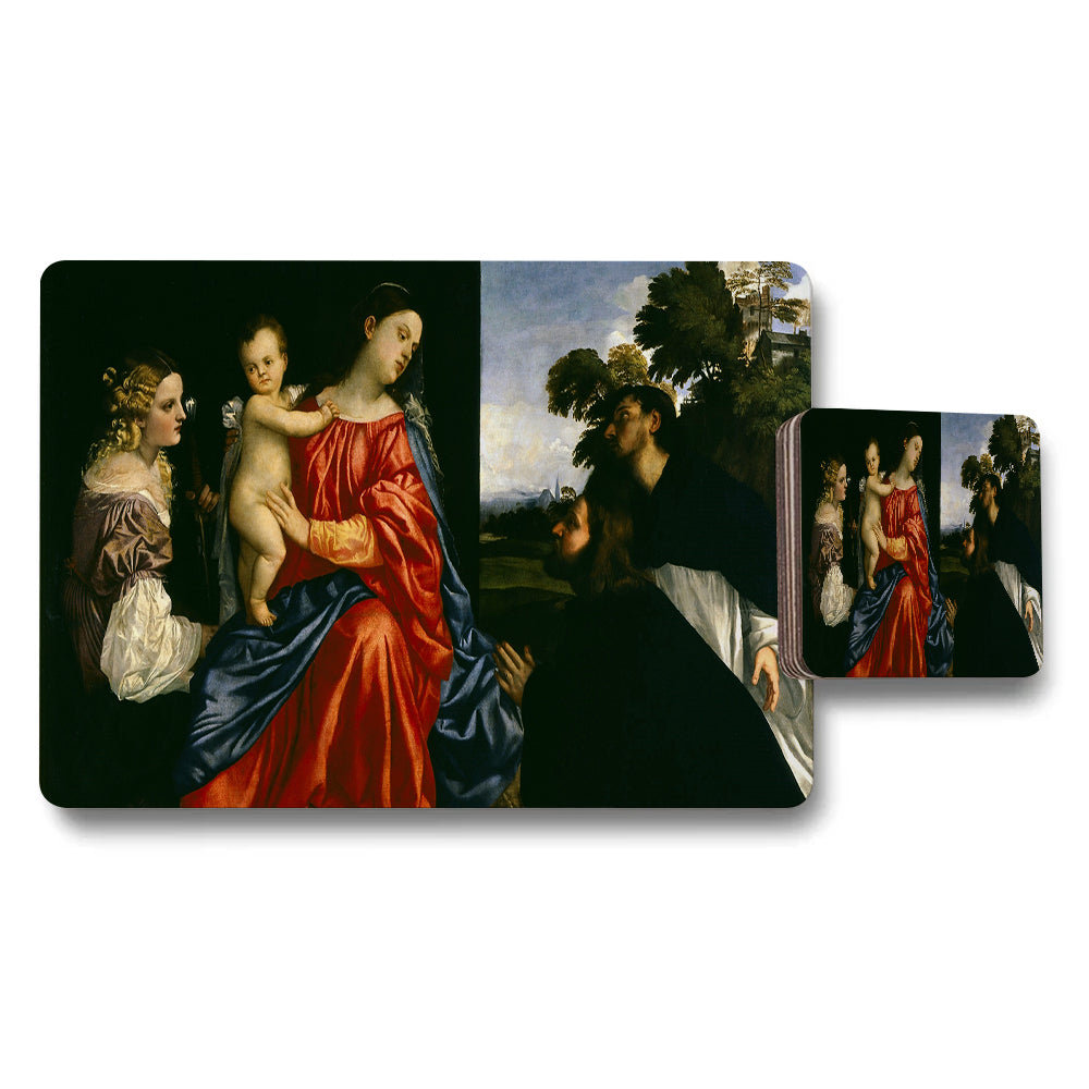 Madonna And Child Artwork Decorative Placemat And Coaster Set