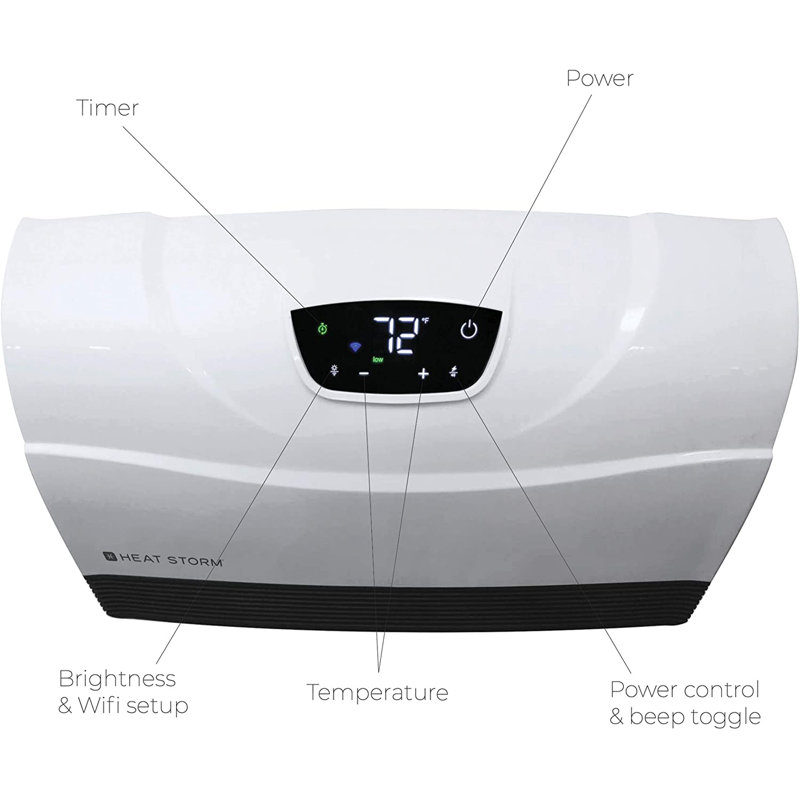 White 1500W Electric Infrared Wall-Mounted Heater with Thermostat