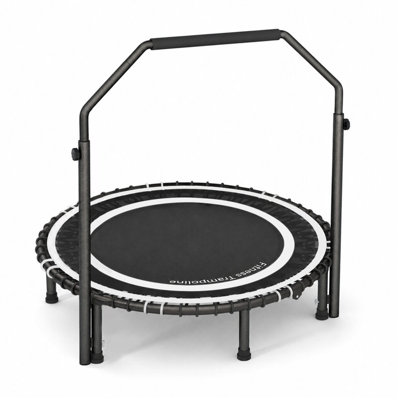 Trampoline pliable de 40 po Lumeavetra pour adultes avec élastiques, poignée en U réglable en mousse, pieds de soutien antidérapants, construction robuste et silencieuse, trampoline Rebondeur de charge maximale de 450 lb