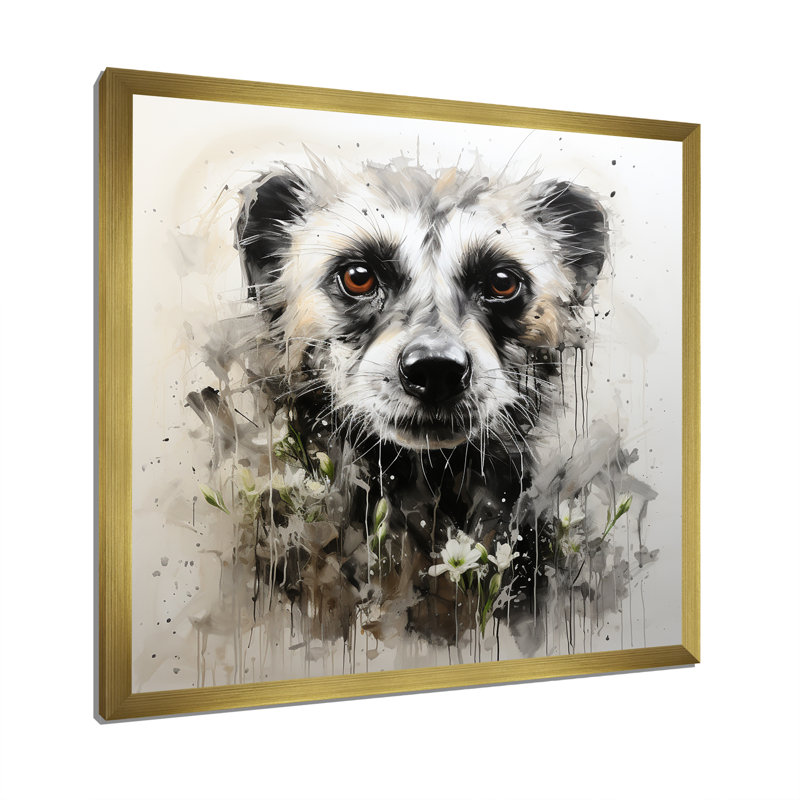 «Grey Meadow», art mural Meercat II rétro, Cadre doré simple, H 36 po x l 36 po x P 1,5 po
