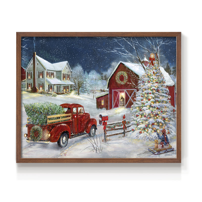 Christmas Gathering -Framed Print - Restickable, Walnut, H 22 po x l 28 po