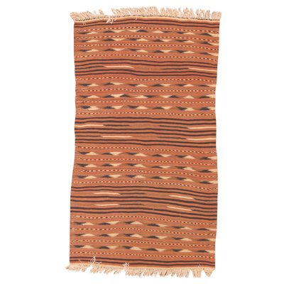 Hand Knotted Wool Area Rug in Red